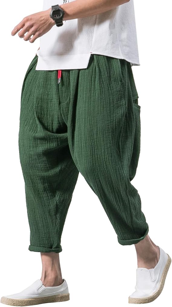 Amazon Co Jp Josca サルエルパンツ ジョガーパンツ メンズ タイパンツ 袴パンツ リラックスパンツ ゆったり 大きいサイズ 無地 ユニセックス ダンス ウェストゴム 綿麻 服 ファッション小物