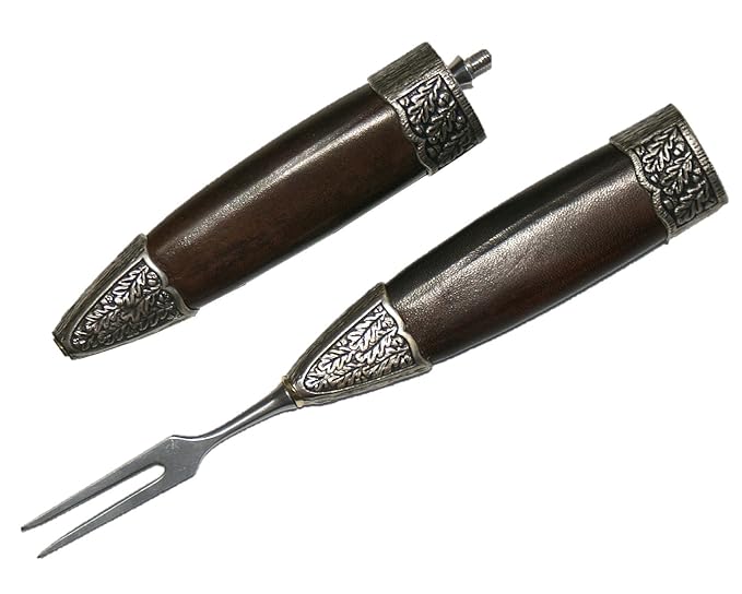 Fuhrmannsbesteck Gabel Gabelscheide versilbert für Jagdnicker Jagdmesser Messer zur Lederhose Jagd Wandern Jäger Fischen f. H