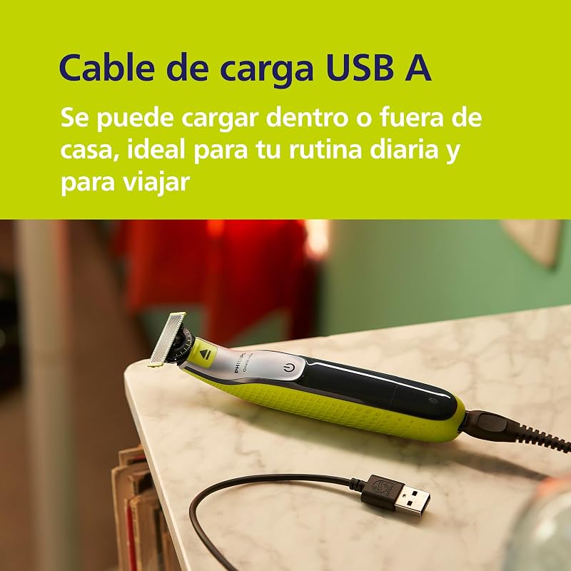OneBlade 360 Auténtico Barbero, afeitadora y recortadora eléctrica facial y corporal, 3x 360 cuchillas, 4x peine para barba incipiente (1,2,3,5mm), 1x kit corporal, QP2834/31