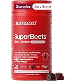 HumanN SuperBeets Heart Gummies Zero Sugar - Beet Gummy with Energy Support, Grape Seed Extract &amp; Beetroot Powder - 60 Count