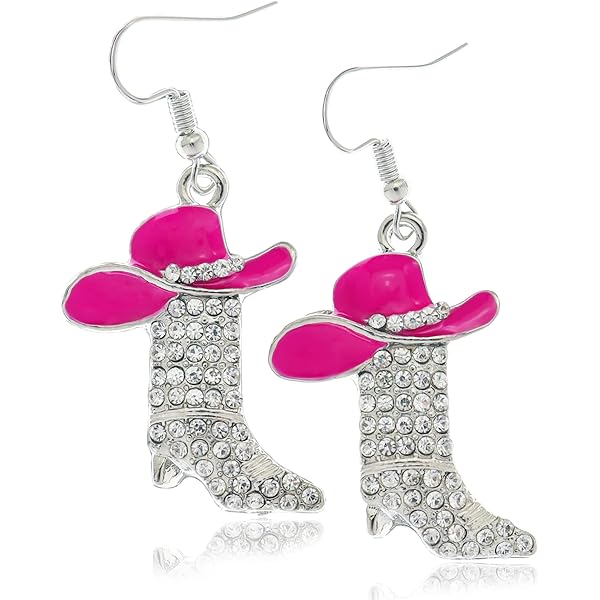 Orecchini Pendenti Western In Acrilico Con Cappello Da Cowboy E Stivali - Accessori A Tema Country Per Festival E Rodeo