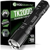 EcoGear FX USB Rechargeable Flashlight - 2000 Lumen &amp; Adjustable Focus Zoom | 3 Light Modes with Instant Strobe, 5000mAh High Power Battery
