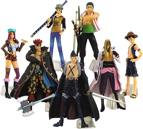 Amazon Co Jp コレクションフィギュア 7ピース ロットワンピースフィギュアルフィゾロホーキンス ドレイクトラファルガー石ジュエリーpvcモデルおもちゃ ホビー