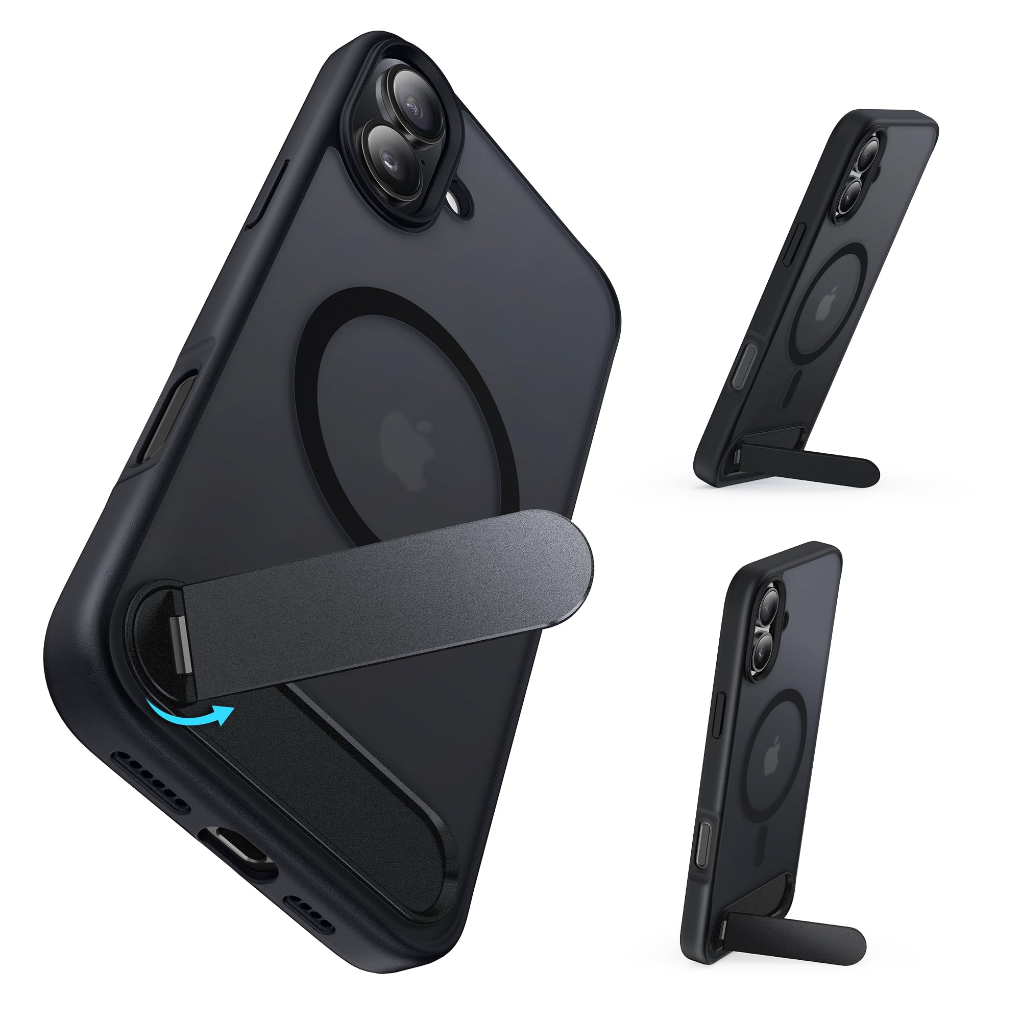 Niunisi Magnetic Case for iPhone 16 Plus Case Stand, [Rotatable Built-in Kickstand] [Compatible with Mag Safe] Military Shockproof Slim Phone Case for iPhone 16 Plus 6.7 Inch, Black