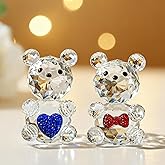 H&D HYALINE & DORA 2pcs Crystal Baby Bear Figurine Collection Animal Paperweight Table Centerpiece