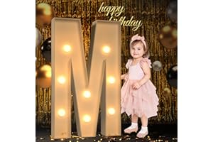 MIXIFOX Marquee Light Up Letters, 3FT Large Light Up Letters for Party, Marquee Numbers, Mosaic Balloon Frame, Cardboard Letters for Birthday Wedding Engagement Party Backdrop Decorations, Letter M