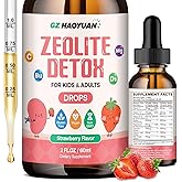Zeolite Detox for Kids & Adults, Zeolite Clinoptilolite Liquid with Magnesium, Vitamin B12, C, D3, Chlorella & Cilantro Leaf Extract for Gut Support & Speech, Immune, Bone, Energy, Strawberry, 2 Fl Oz