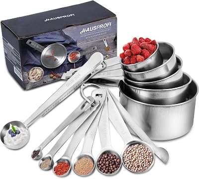 HAUSPROFI Measuring Cups and Spoons Set 13 Pieces Stainless Steel