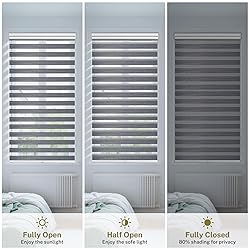 Moonice No Drill No Tools Cordless Zebra Blinds for
