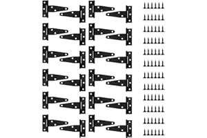 XHJZGCTECH 6 Pack 3 Inch T Strap Hinges, Shed Door Gate Hinges, Heavy Duty Black Outdoor Tee Hinge for Wooden Fences, Barn Door Gates Hinge for Shed Door Hardware (6, 3 Inch)