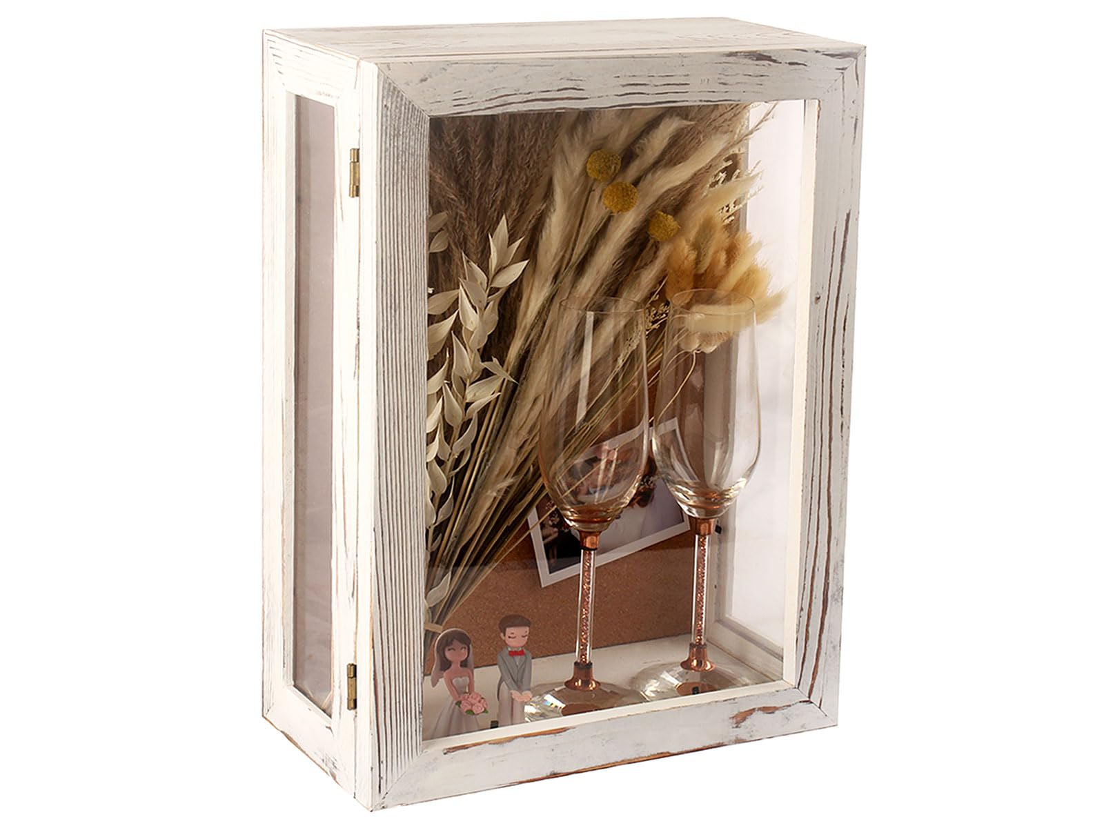 Photo 1 of 11x16x6 Extra Deep Shadow Box , Wall Mounted Wood Shadow Box with Cork Back,Large Display Cases, for Displaying Photo Souvenir Collection (Rustic White)