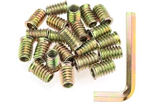 Kindroufly 5/16"-18 x 20mm Threaded Inserts, Nut Inserts, Wood Inserts, Zinc Plated Carbon Steel, 5/16-18 Threaded Inserts with Hex Wrench for Wood Furniture Screw, Total 31 Pieces