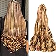 French Curly Braiding Hair for Box Braids P27/30 Loose Wave Braiding Hair 8 Packs 24 Inch 75G/Pack Spanish Curly Synthetic Spiral Curl Silky Braiding Hair Extensions (24 Inch,8 Packs,P27/30)