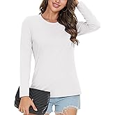 MAGCOMSEN Women's Cotton Long-Sleeve Crew-Neck T-Shirt Classic-Fit Shirt Soft Breathable Casual Tee Basic Tops