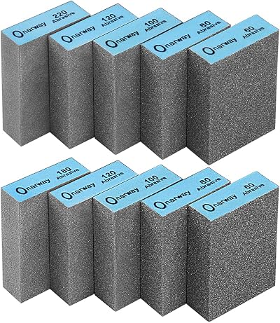 Onarway Sanding Blocks 10 Pack Coarse Fine 60/80/100/120/180/220 Grits Wet Dry