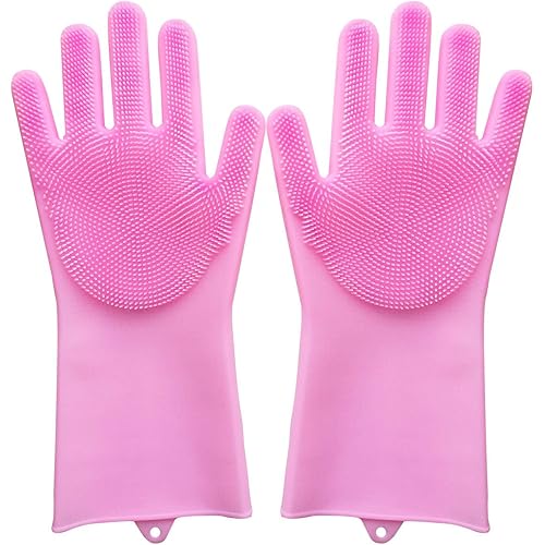 Pet Grooming Gloves for Bathing and Hair Removal, Dogs and Cats Bath Shampoo Brush , Soft and Durable Silicone Scrubber Glove for Pets Shower Like Horse, Dog and Cat
