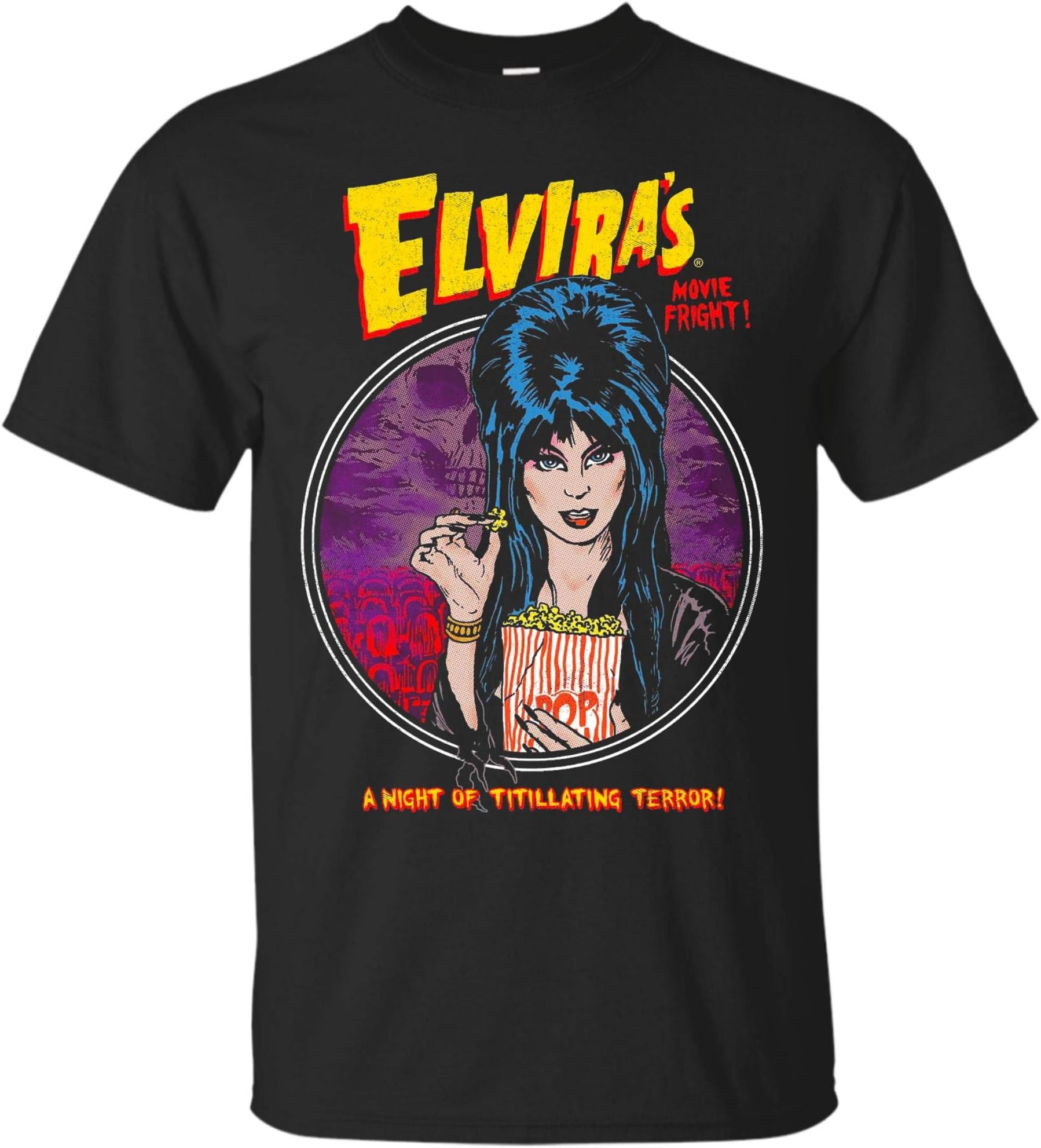 Elvira A Night of Titillating Terror T-Shirt (Unisex T-Shirt;Black;3XL)
