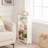 HOOBRO Slim Storage Trolley 4-Tier Narrow Kitchen Cart on Wheels view 6
