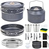 DINITHRON 22-Piece Large Camping Cookware Set, 3.3L Pot &amp; Kettle