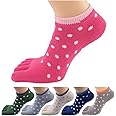 HONOW Women's Low Cut Toe Socks Ankle Cotton Running Socks(Pack of 5/6)