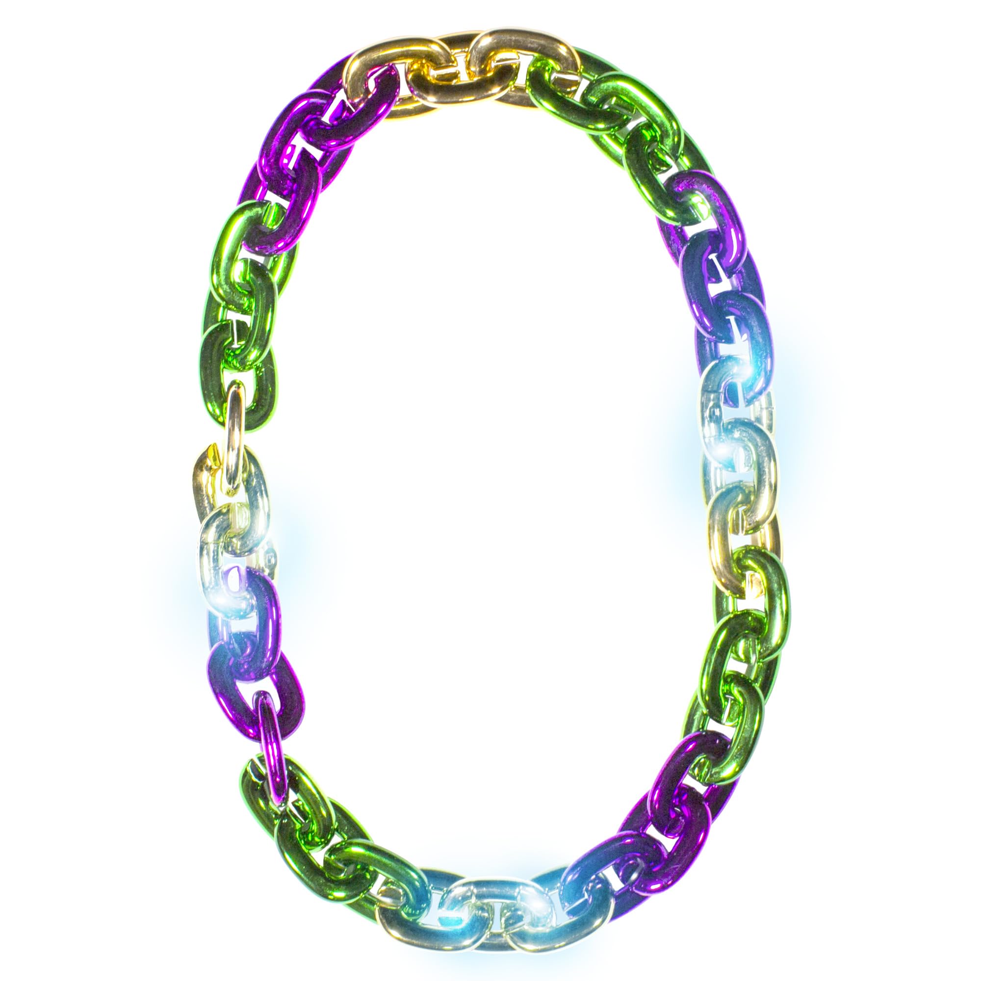 Photo 1 of Windy City Novelties 36" Jumbo Link LED Plastic Necklace - Fun Light-Up Accessory for Mardi Gras, St. Patrick's Day, and Party Events - Purple/Green/Gold