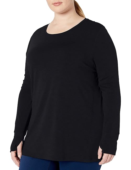 Amazon Essentials Women's Studio Relaxed-Fit Long-Sleeve T-Shirt (Available in Plus Size), Black, XX-Large