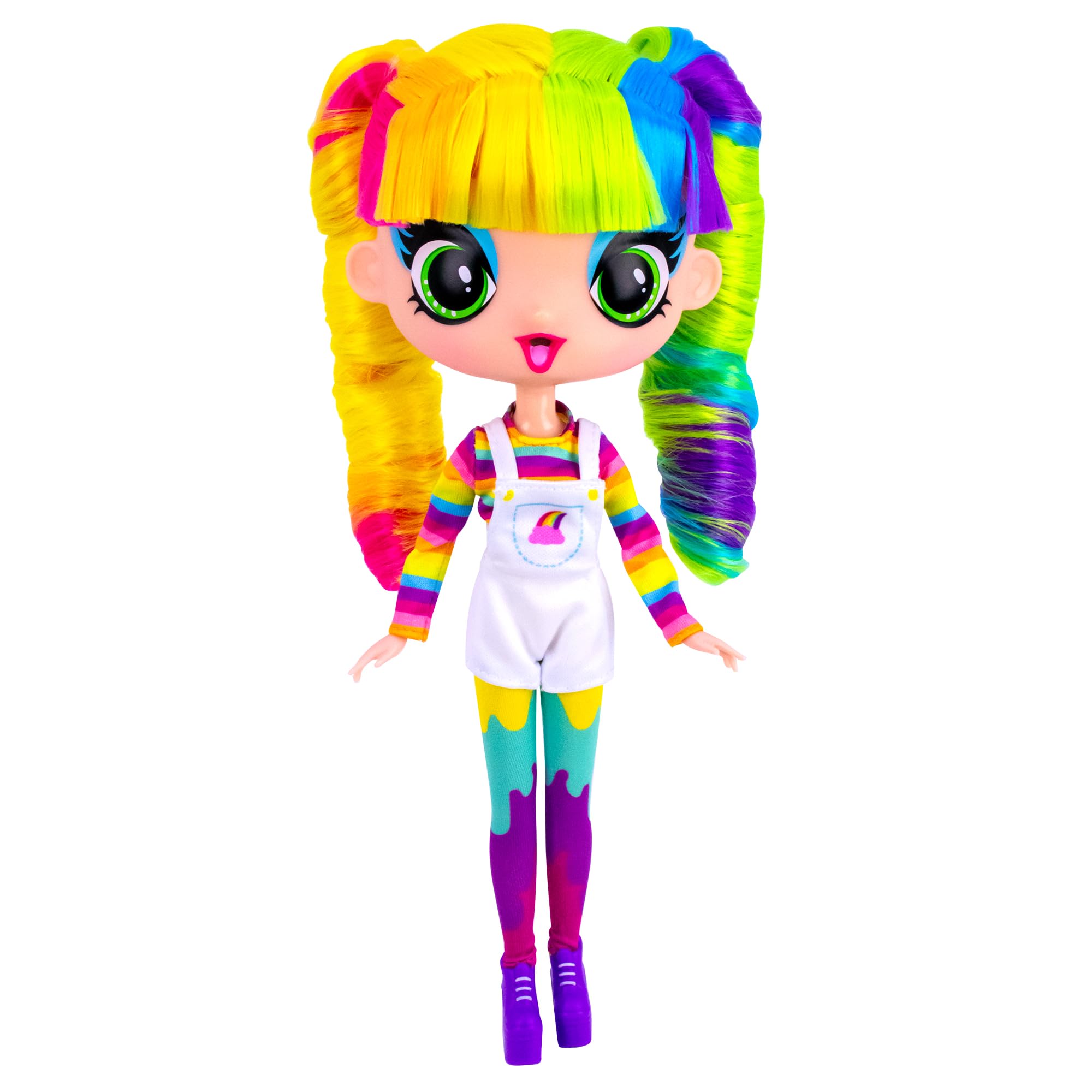 Decora Fashion Girlz Series 2– Decora Dream – 11” Fabric-Costumed Posable Vinyl Doll with Extra-Long Rainbow Hair, 50+ Surprises, Puffy & Flat Removable Stickers, and Accessories