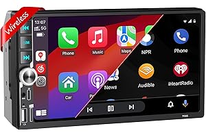 HYOJUM 7'' Double Din Car Stereo with Upgraded Wireless Apple Carplay & Android Auto, 240W Powerful Sound, Bluetooth Handsfree, RDS/FM/AM Reiceiver, USB Type-C Charge/AUX/TF Full Ports, Touchscreen Radio