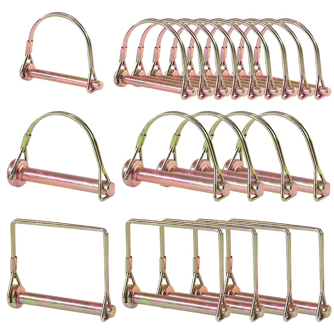 20PCS Heavy Duty PTO Pin Assortment Kit 1/4" 3/8" 5/16" Shaft Locking Pin Safety Coupler Pin for Farm Trailers Wagons Lawn Garden