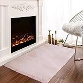 Latepis Light Pink Small Faux Rabbit Rug 2x3 Washable Furry Rugs Soft Fluffy Non-Slip Throw Rug for Living Room, Bedroom, Nursery, Chair Seat Cover and Dorm