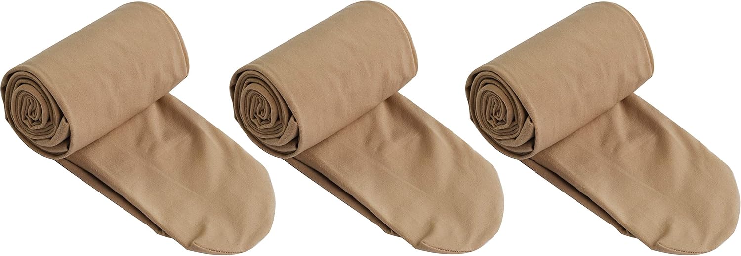 DIPUG 3 Pairs Girls' Durable Soft Ballet Tights/Footed Girls Dance Tight: Clothing