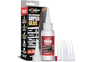 Starbond Thick Super Glue Pro Kit (2 oz) – Gap-Filling CA Glue (Cyanoacrylate Adhesive) – with Clog-Resistant Cap, Microtips & Extra Nozzle for Woodworking, Crafts, Carpentry, Archery Fletching