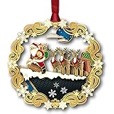 Beacon Design Roof Top Santa Ornament with Deer Snowflake Moon, Tree Decoration for Home Family