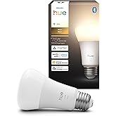 Philips Hue Smart LED A19 Bulb, Warm White Light 2700K, E26 Base, 10.5W, 1100 Lumens, Dimmable, Works with Alexa, Google Assi