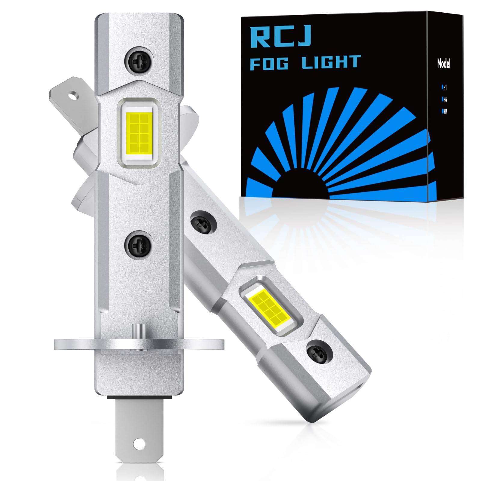 RCJ H1 Bulbs, 1:1 Mini Size H1 Fog Light Bulbs, 16000LM 600% Brighter 6000K Cool White, Plug and Play No Adapter Required, Pack of 2 Image