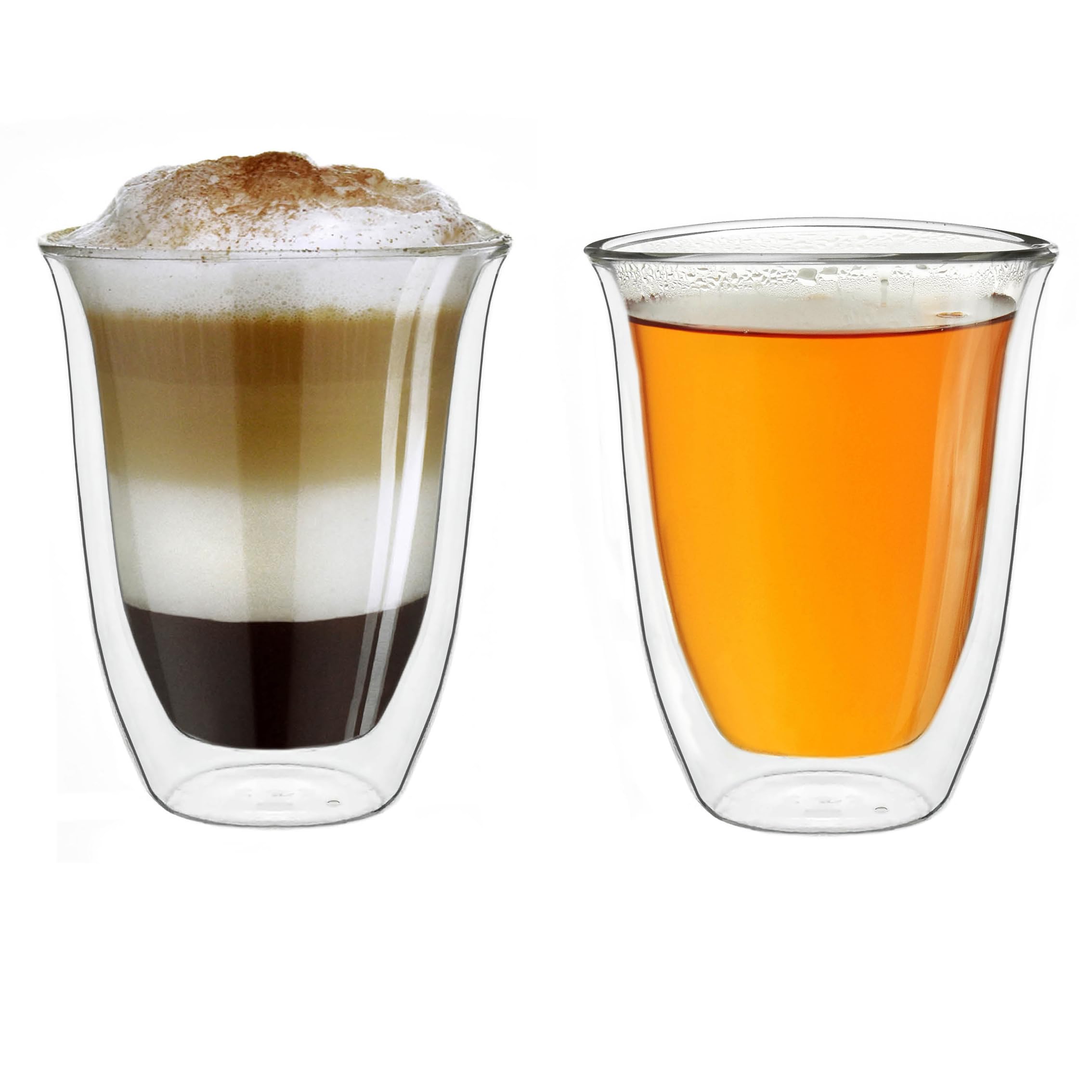Creano Double Walled Coffee Glasses 250ml - Insulated Cappuccino Cups - Latte Macchiato, Tea - Handmade Heat Resistant Mugs - 2 pcs (Pack of 1)