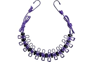 1.8m Heavy-Duty Elastic Travel Clothesline, Windproof Retractable Washing Line with 12 Clips, Slip-Resistant Adjustable Rope 