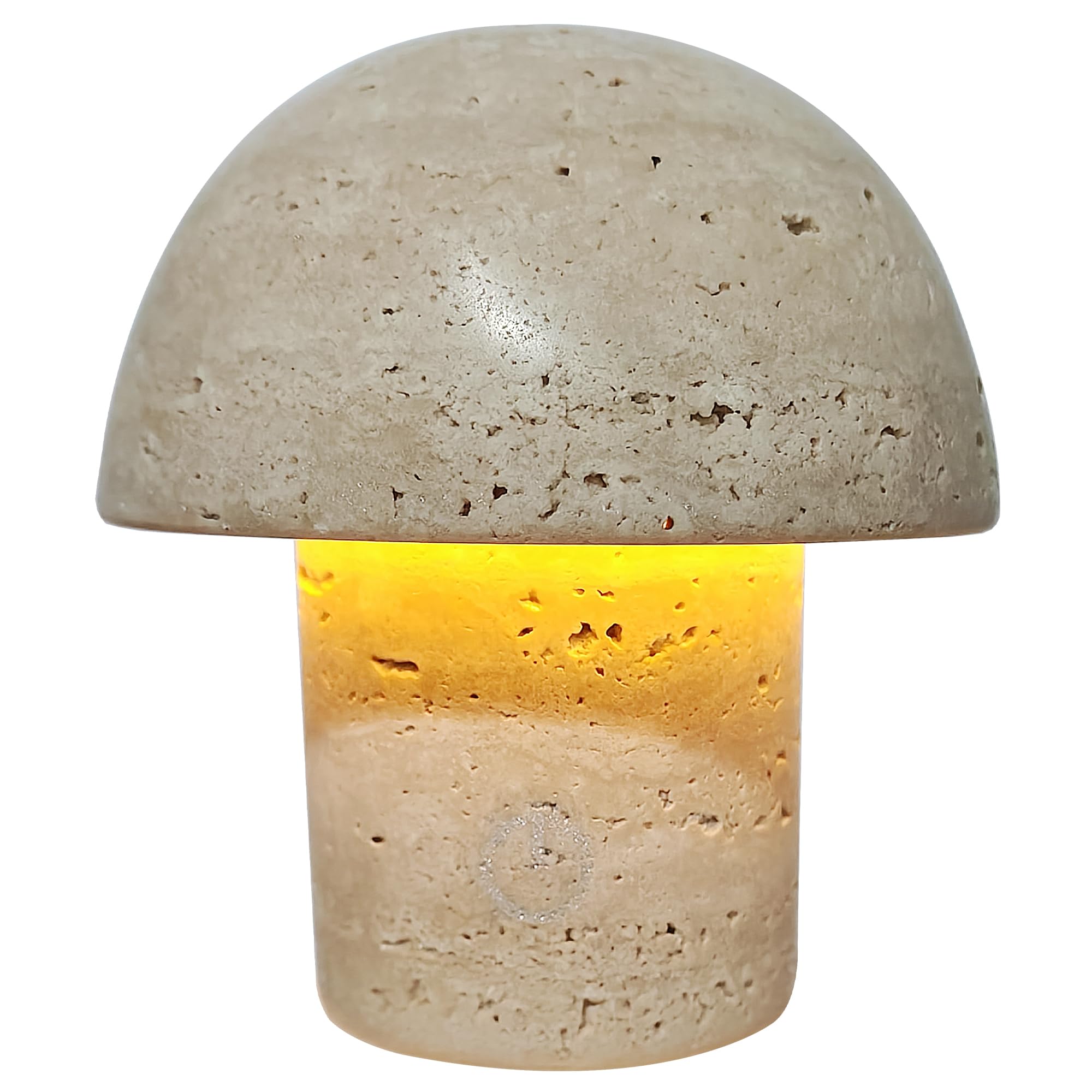 Photo 1 of Natural Stone Mushroom Lamp - Handcrafted Travertine Night Light, Rechargeable with Type-C, Dimmable LED Accent Light for Bedroom & Living Room