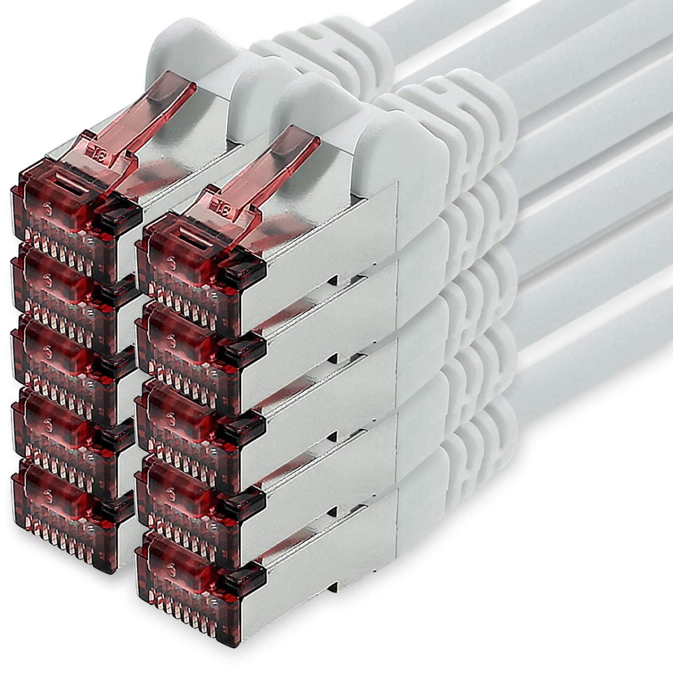 freiwerk Network cable Cat.6 1m white - 10 x Ethernet cable Lankabel Cat6 Lan network cable Sftp Pimf patch cable 1000 Mbit s
