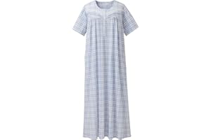 Keyocean Summer Women Nightgowns, Soft Comfortable 100% Cotton Lightweight Short Sleeves Ladies Nightdress