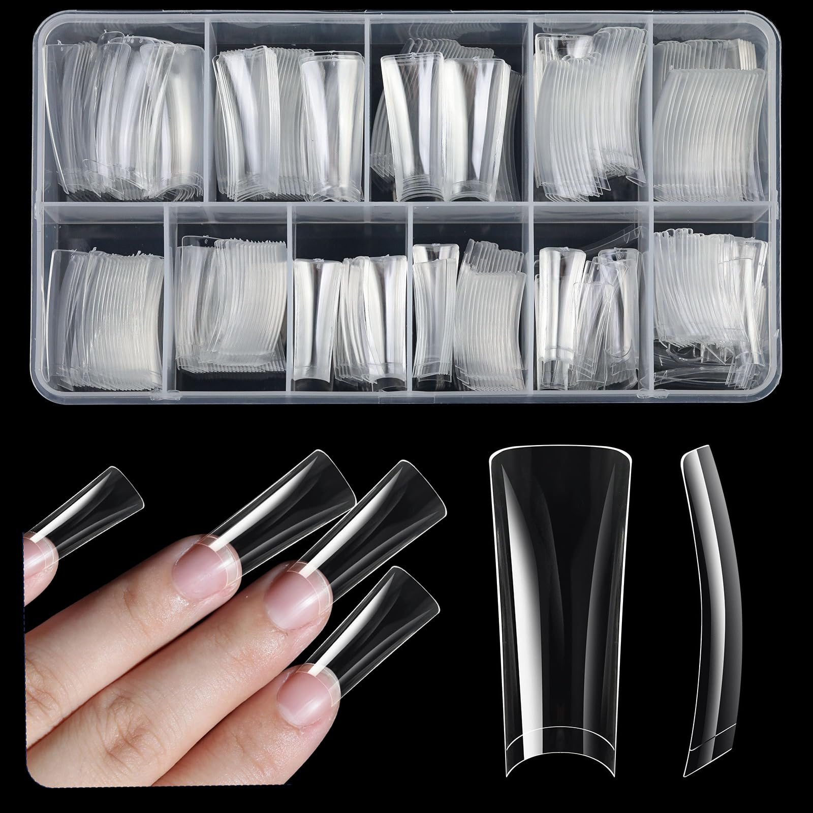 Photo 1 of ASONRL 504Pcs Clear Duck Nail Tips Half Cover XXL Long Duck Nails Tips Press On - 12 Sizes Acrylic Gel DIY Nail Extensions for Salon-Worthy Duck Shaped Manicures & Nail Art with Box