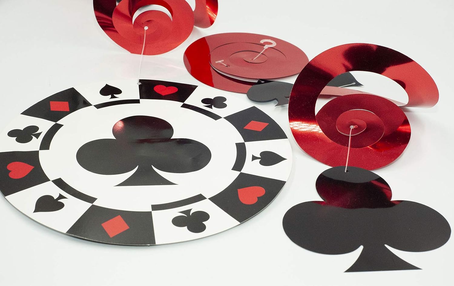 Happium 9 Pieces Poker Hanging Swirls Casino Party Swirl Decorating Poker Swirl Garland Hanging Decoration Ceiling Spirals Decoration for Casino Poker Themed Party Decoration Birthday Carnival - Image 3