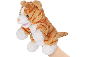 ZJOEY Animal Hand Puppets 11 Inch Sea Turtle Plush Dinosaur Animals Hand Puppet Toys Role-Play Toy Puppets for Kids Storytelling Imaginative Pretend Play Teaching Preschool(Cat)