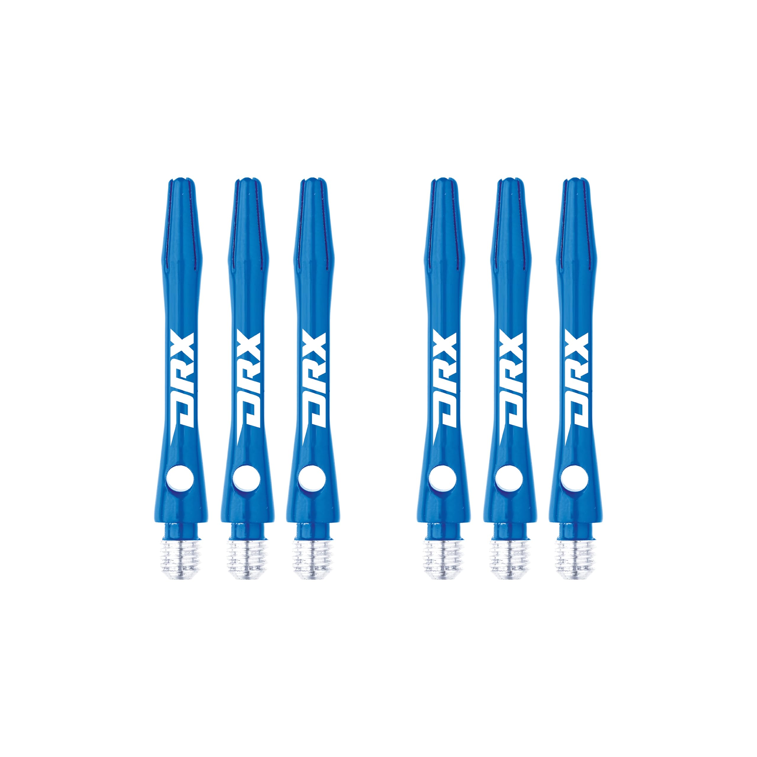 RED DRAGON DRX Coated Aluminium Short Blue Logo Dart Stems (Shafts) - 2 sets per pack (6 Stems in total)