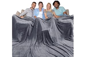HOMFINE Oversized King Fleece Blanket 120x120 Inches - Ultra Soft Cozy Warm Giant Huge 10'x10' Blanket for Bed, Sofa, Couch, Travel, Camping, Extra Large 350 GSM Flannel Big Throw Blanket, Light Grey