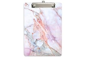 Hongri Plastic Cute Clipboard, Letter Size for Students, Teacher, Woman and Kids, Low Profile Clip, Decorative Pattern, Size 9 x 12.5 in, Crack Marble