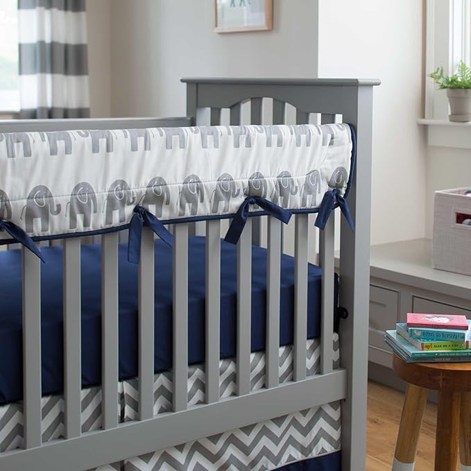 navy blue crib rail cover