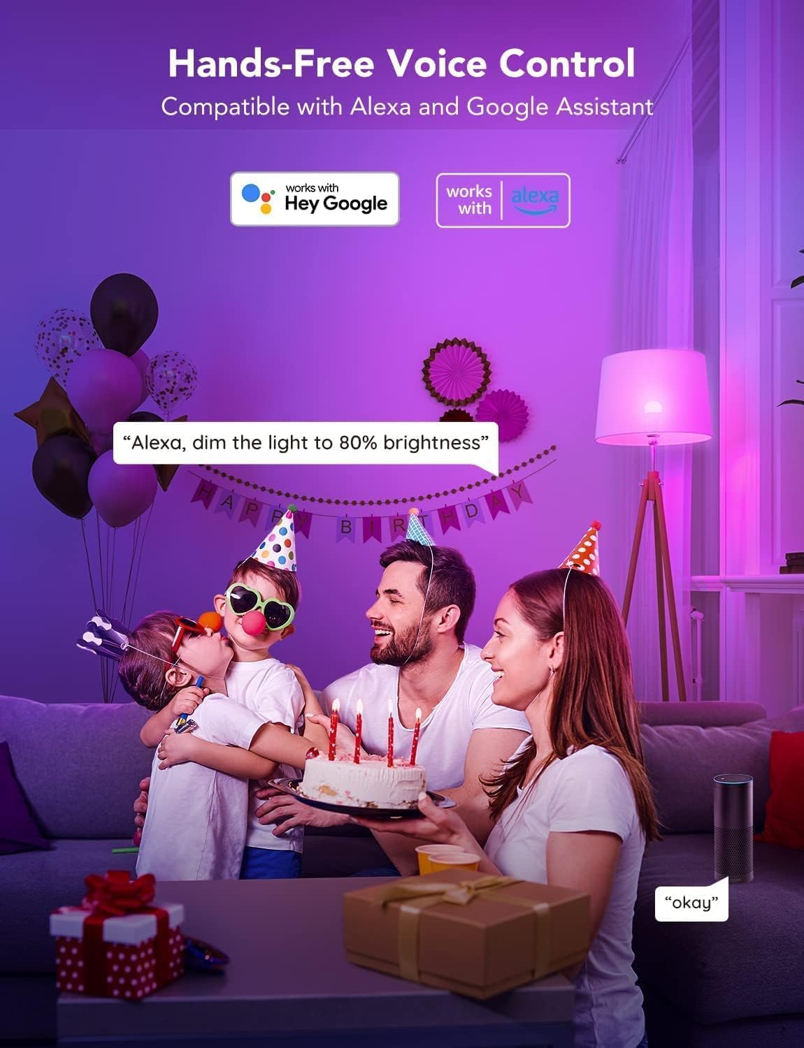 Govee RGBWW Smart Bulb, B22 Energy Saving WiFi Alexa Light Bulbs, 9W, 800LM, 16 Million Colors, 54 Scenes, Work with Alexa & Google Assistant, 2 Packs