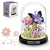 Flower Bouquet Building Kit for Adults, Animals Flowers 582 PCS Botanical Collection Mini Building Blocks Set, Valentine's Da