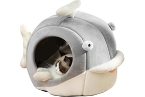 Lcybem Cat Beds for Indoor Cats - Cat Bed Cave with Removable Washable Cushioned Pillow, Calming Cozy Soft Cat Cave, Cute Friendly Dolphin Cat Houses for Indoor Cats No Deformation Pet Bed, L